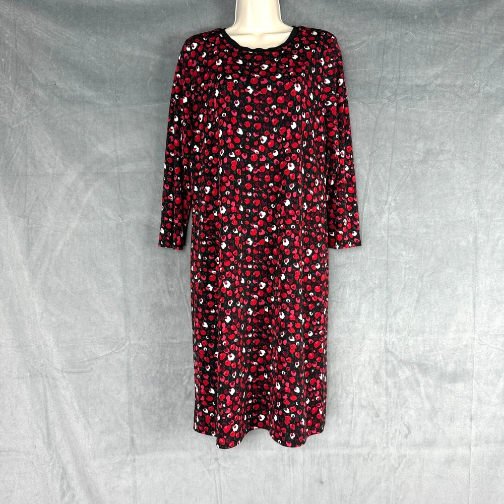 Lauren Ralph Lauren‎ Midi Dress Sz L Red Pink Floral Jersey Knit